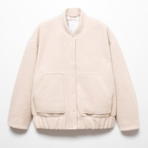 Mango Oversized Bomber Jacket, Size S, Ecru - Picture 2 of 2